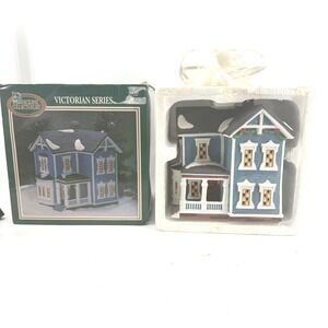 Dickens Collectables Victorian Series Lighted House Blue Porcelain Christmas